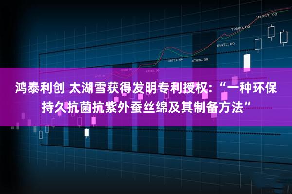 鸿泰利创 太湖雪获得发明专利授权: “一种环保持久抗菌抗紫外蚕丝绵及其制备方法”