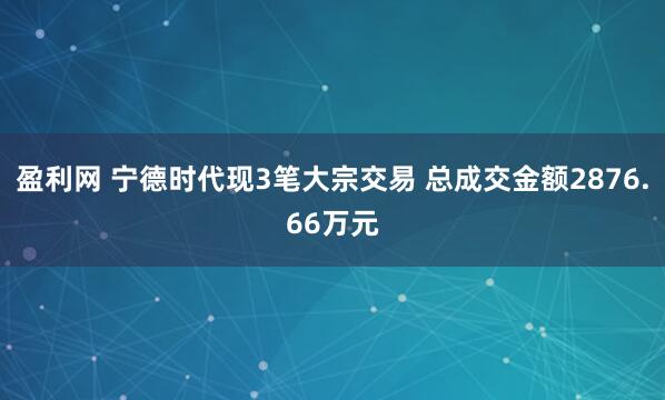 盈利网 宁德时代现3笔大宗交易 总成交金额2876.66万元